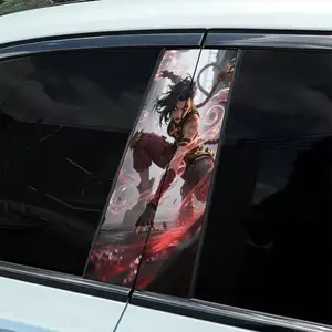 2-Piece Set of Nezha Creative Pattern in Battle Car Stickers: 2-Piece Set - Waterproof, Scratch Resistant, Suitable for All Models - Auto Parts and Holiday Decorations Suitable for All Vehicles, Suitable for Laptops, Cars, Helmets