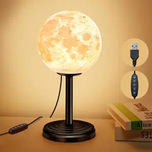 Moon Lamp LED Night Light - Dimmable Bedside Lamps Small Modern Bedroom Lamp LED Desk Light with 25 Lighting Modes  Printed Realistic Moon Surface -  for Girls Boys  Birthday