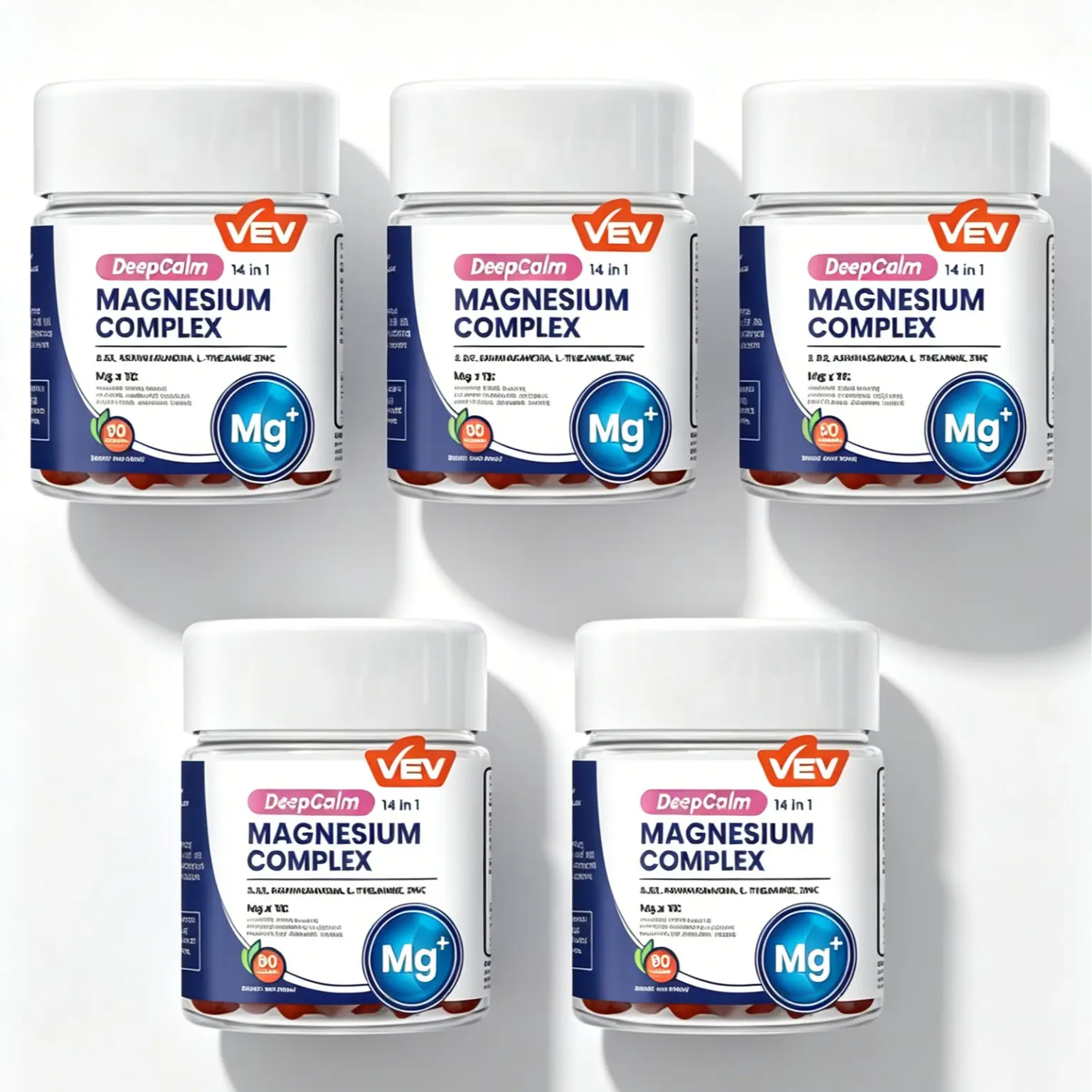 Limited-time sale 1/3/5 bottles of VEV DeepCalm magnesium granules - sugar-free vegan formula, containing glycine, vitamin D3, South African aloe vera and L-theanine. 14 ingredients for stress relief