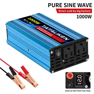 TATALIKEN Pure Sine Wave Inverter 1000W DC 12V to AC 110V for Camping Mobile Phone Computer Overload Protection Essential Power Source