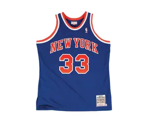 Mitchell & Ness Authentic New York Knicks Road 1991-92 Patrick Ewing Men Jersey Royal Blue/Orange/White