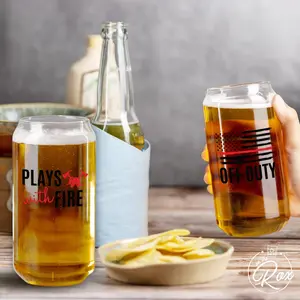 Firefighter Personalized Beer Glass Set - Engraved Fire Department Gift for Men - Custom Fireman Retirement & Graduation Pint Glasses