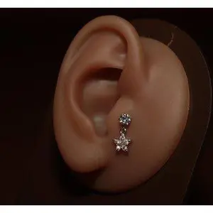 Stainless Steel Clear Gem Star Cartilage Ear Piercing Jewelry