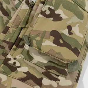 Men's Camouflage Military Jungle Tactical Jacket with Fleece Lining Windproof Cold-resistant Softshell Winter Coat with Multiple Pockets