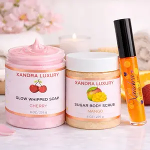 Luxury Self-Care Glow Bundle | Whipped Soap, Mango Scrub & Lip Gloss