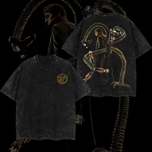 Superstyle The Master Planner Doctor Otto Octavius "DOC OCK" Spidey-Man Hero MCU Comics Double Printed Oversize Lightweight Acid Washed Tee Hoodie TV Series Graphic Design Unisex Top Cotton Streetwear T-Shirt Hoodie Sweater Clothes Menswear