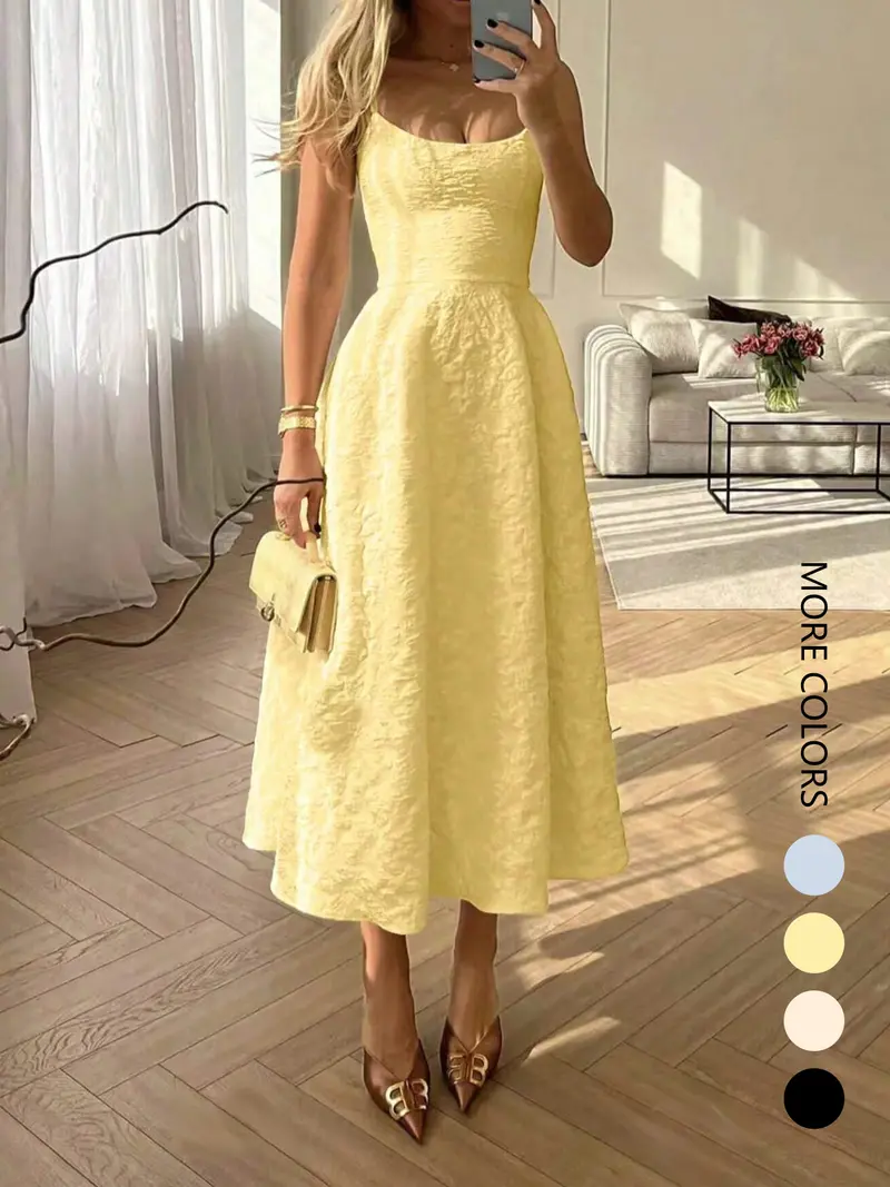 knee length dresses for ladies Everleigh Soft Satin Midi Dress | Butter Yellow main image 0