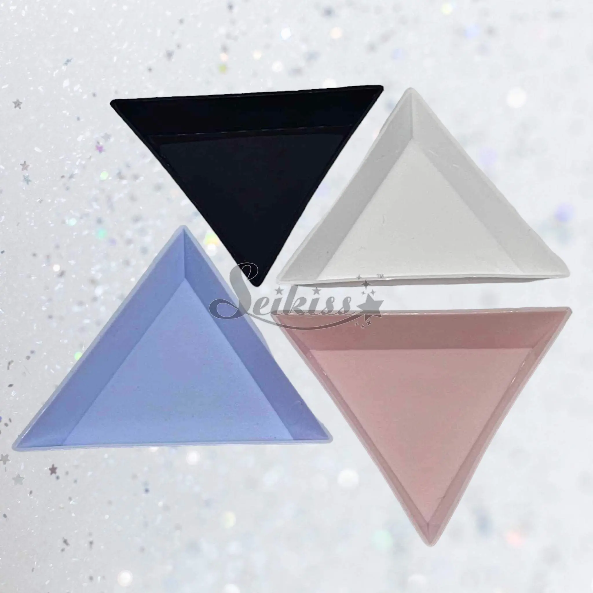 Palette for Glitter, Nails, Rhinestones - White, Black, Pink, Blue