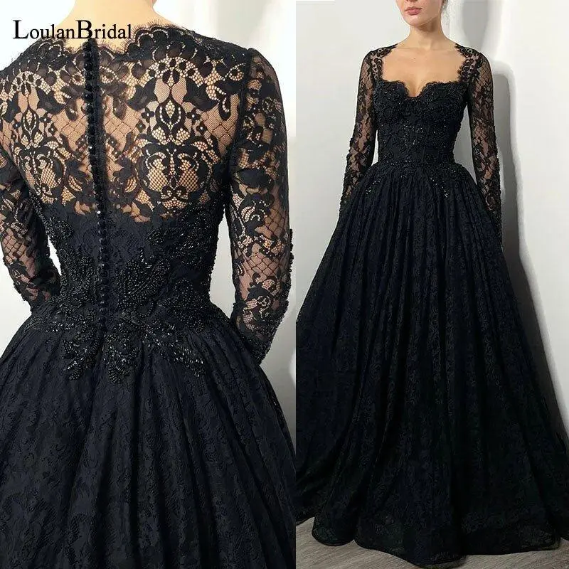 Eliza Gothic Bridal Gown with Lace Bodice and Sleeves