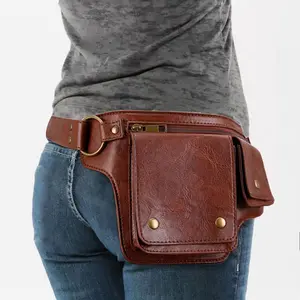 vintage moto sling bag,retro waist pack,adjustable crossbody bag,motorcycle chest bag,outdoor fanny pack,vintage riding bag,multi-purpose sling bag,streetwear waist bag,casual travel crossbody,hiking hip bag，Reddish Brown, Genuine Leather