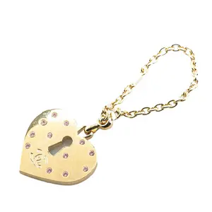 Pre-owned CHANEL Zinc Alloy Small Leather Goods Heart Coco Mark Rhinestone Keychain