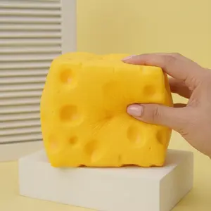Cheese Squishy Block,Cheese Squishy Cube,Cheese Fidget Toy for Stress Relief, Sensory Squeeze Toy for Adults & Teens