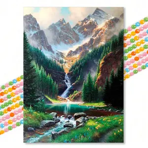 Mountain River Pattern DIY Diamond Art Painting Without Frame, Diamond Painting Kits, DIY 5D Diamond Arts Painting Kit, Wall Art Decor For Home Living Room Bedroom