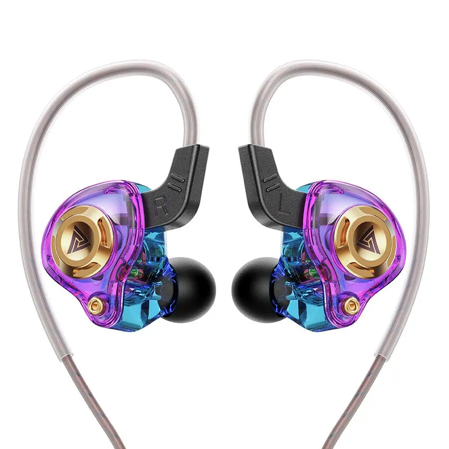 QKZ AK6 SRS 3.5mm L-shaped Plug Transparent Dynamic Resin Earphones DJ Monitor Earbuds - Wired In-ear Headphones with Microphone, High-fidelity Stereo Bass Earphones, Suitable for Sports/Gaming/Fitness, Sports Earbuds, Gaming Headphones. Audio Headset
