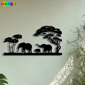 1pc African Elephant Family Metal Wall Art, Safari Elephant Statue Mural, Intricate Craftsmanship, Perfect for Housewarming, Thanksgiving Decor, Perfect for Living Room Patio Wall Garden Fence Decor, Ideal Gift for Wildlife Enthusiasts.
