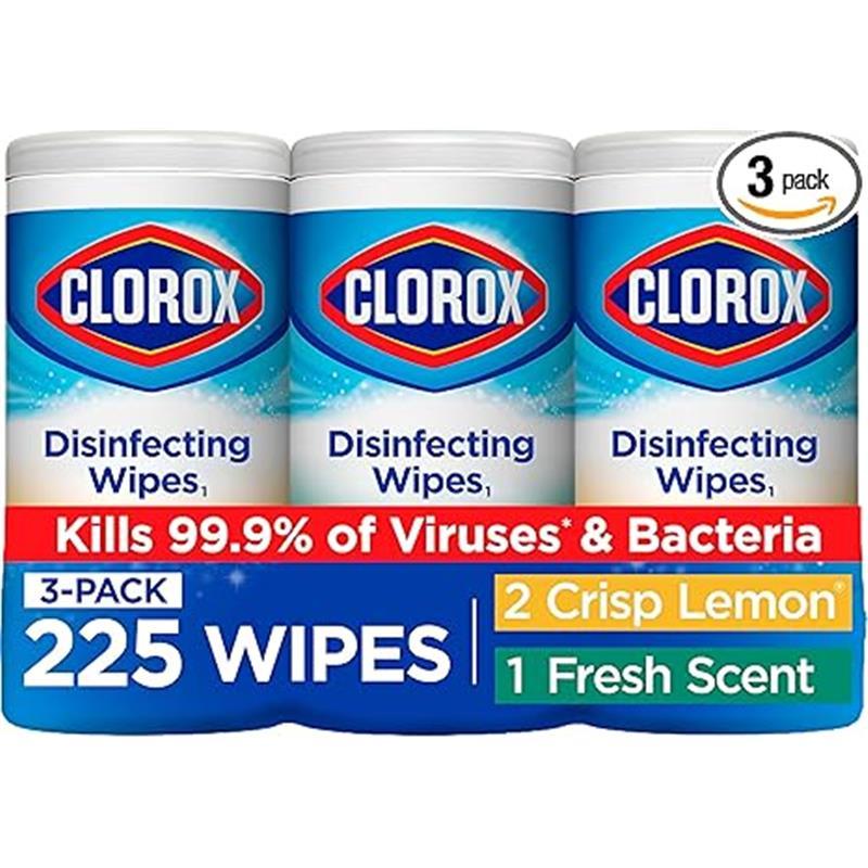3 Pack 75 Count Each Disinfecting Wipes Value Pack, Bleach Free Cleaning Wipes