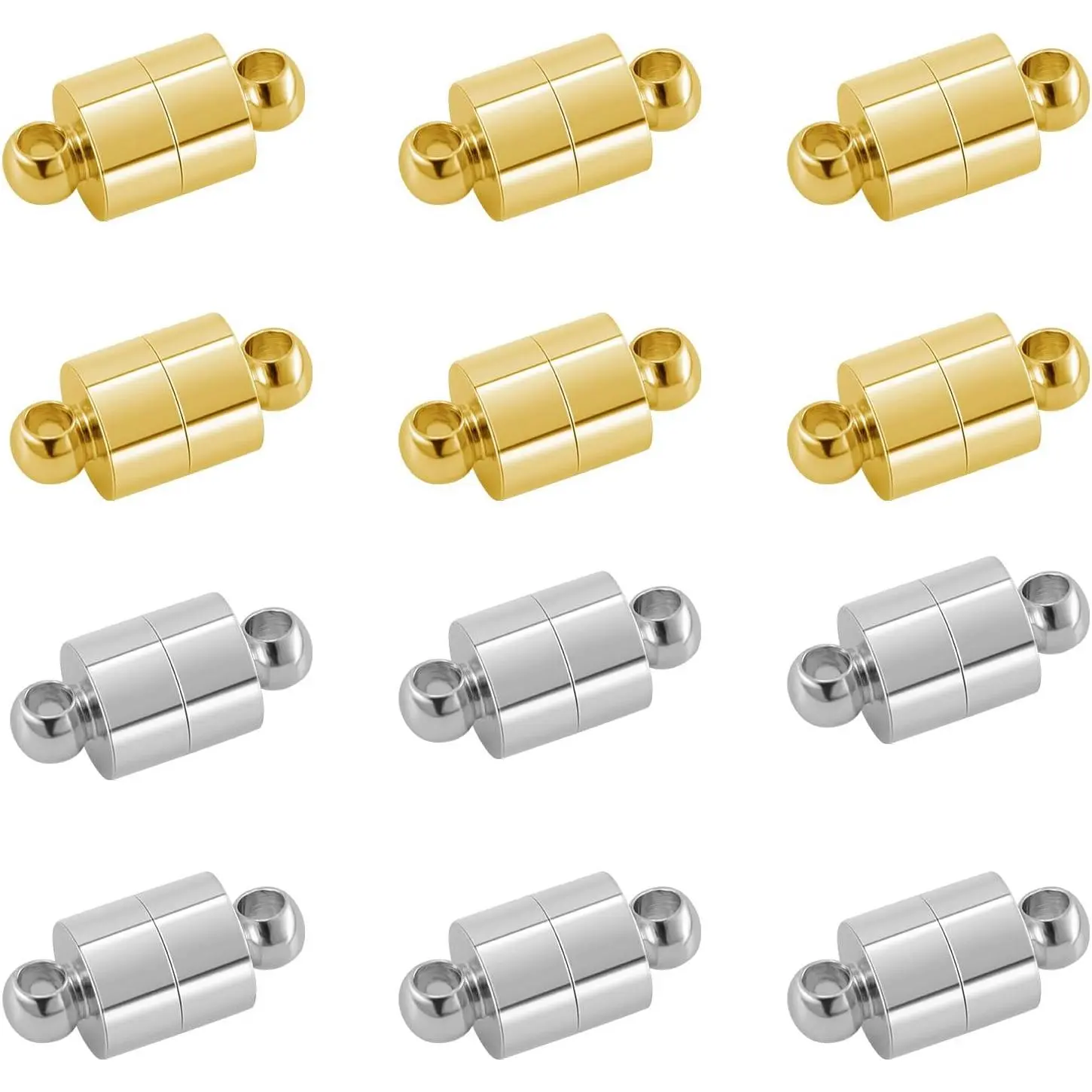 925 Silver Strong Magnetic Mechanism Converter Clasps for Beading Making, 20-Pack Compact Closures with 12pcs Gold-Silver Finish for Necklaces & Bracelets, 20pcs Silvery Easy-to-Put-On-and-Remove Beaded Jewelry Accessories