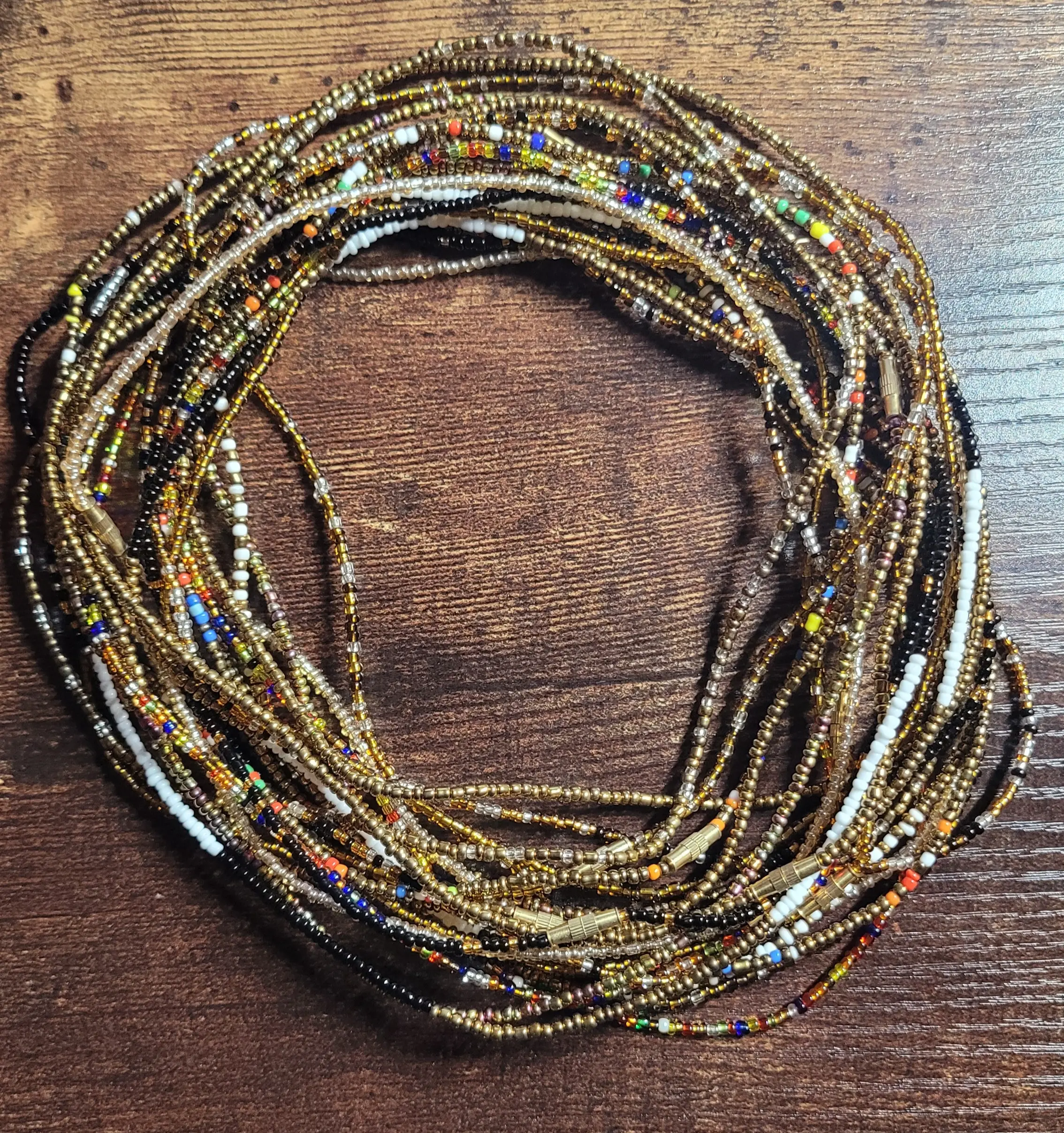 40" SCREW ON EARTH TONE Waist Beads BUNDLE with Screw-On Clasp for Women (Pack of 3)