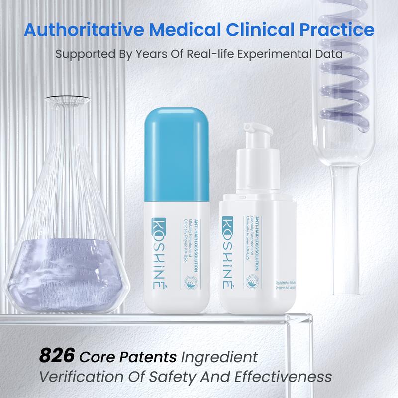 KOSHINÉ 0.5% KX-826 Anti-Hair Loss Solution is suitable for androgenic hair loss and can be used by both men and women（ Blue Bottle）