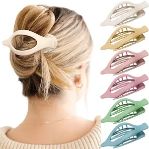 6PCS French Flat Hair Claw Clips for Women – Strong Hold No Slip Hair Clips for Thick & Thin Hair, Elegant Neutral Matte Claw Set