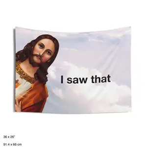 Jesus I Saw That Smooth Print Decorative Lightweight Tapestry - Funny Christian Hanging Decoration Tapestries, College Dorm Wall Hanging, Festival Flag