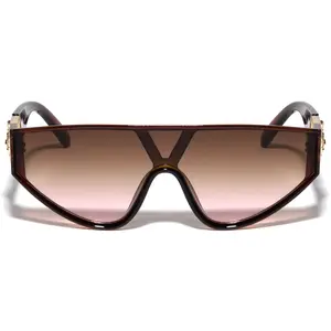 KLEO "EPIC" - Flat Top One Piece Shield Round Bottom Side Coin Lion Head Medallion Hip Hop Sunglasses