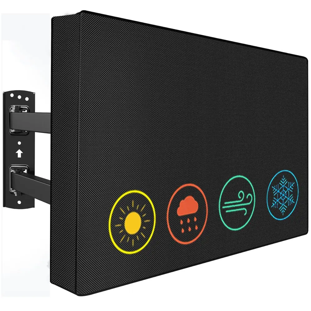 Waterproof Outdoor Tv Covers For 55 To 58 Inches Outside  600d Thick Fabric Screen Protector Cover With Remote Control Pocket - Size 55''w X 35''h 5.5''d