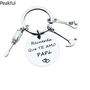 Men Trendy Tool Design Keychain, Popular Premium Stainless Steel Dad Gift Charm, Unique Engraved Sentiment Car Key Accessory,  great for household key arrangement, vehicle interior ornament, birthday favors and sincere paternal holiday gifts