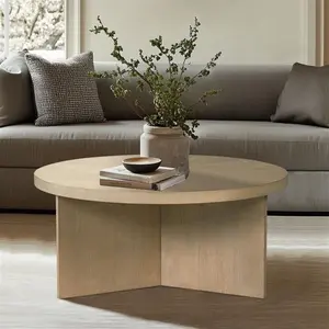 Martha Stewart MT120-0180 Sadie Star-Cut Round Reclaimed Greige Indoor Coffee Table (Tables & Desks Furniture), Star-Cut Coffee Tables