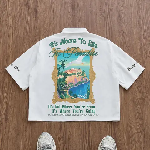 Men's Regular Fit Casual Printed Landscape Print Short Sleeve Shirt, Casual Street Style Shortsleeve Top for Summer, Men's Clothes for Daily Wear, Casual Fashion Clothing, Casual Fashion Shirt, Casual Stylish Menswear, Beachy Shirt, Casual Streetwear Tops