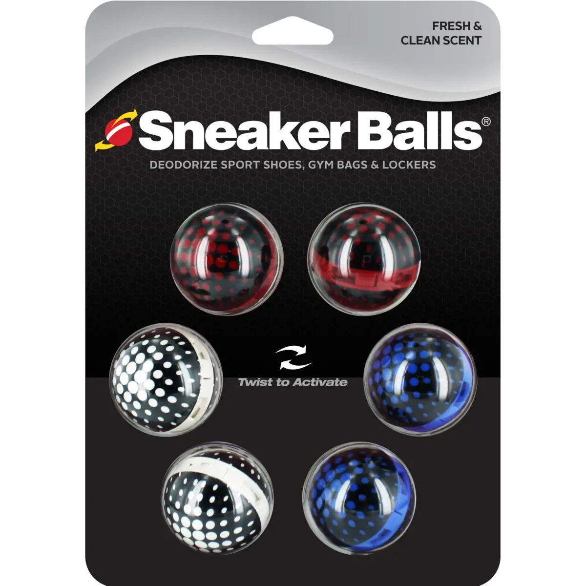Sneaker Balls Matrix Shoe Deodorizer, Freshener Balls with Lasting Scent for Shoes, Gym Bags and Lockers, 6 Pack (3 Pair), Deodorizes Shoes