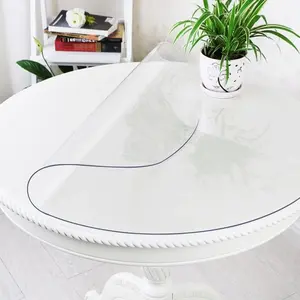 Round Clear Table Cover Clear PVC Vinyl Tablecloth Protector Easy Clean Waterproof 40 Inch Dia