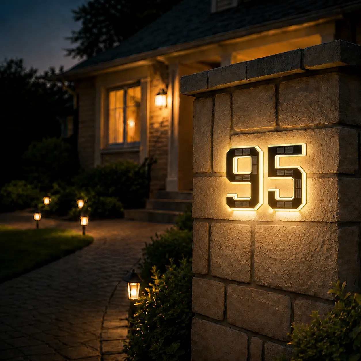 9 Inch Solar LED House Numbers - Waterproof Outdoor Address Signs, Multiple Style Options, Modern Farmhouse Illuminated Exterior Decor