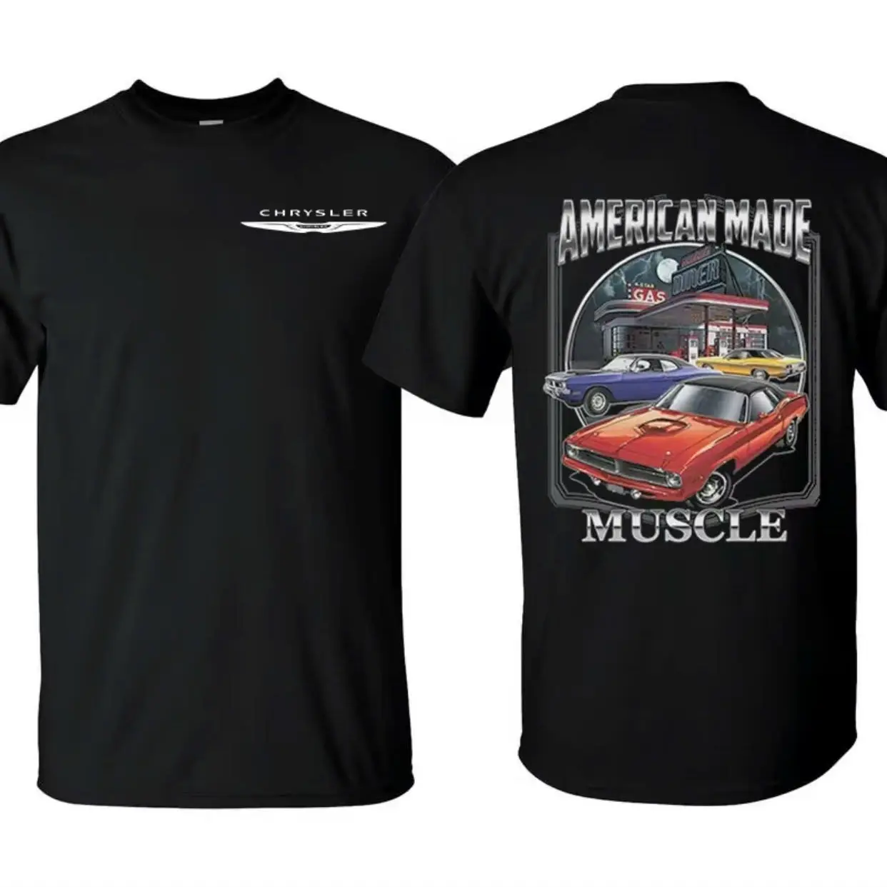 Chrysler American Made Gas Station T-Shirt, Classic Auto Graphic Tee, Performance Car Tee For Muscle Car Lovers