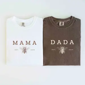 Est Mama Dada Bee Comfort Colors Matching TShirts Custom Kids Name Bumble Bee T-shirt New Parents Shirt Gift First Bee Day First Birthday