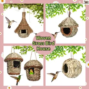 Handmade Grass Woven Bird Nest, Homemade Pastoral Style Bird Cage, Outdoor Garden Decoration