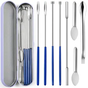 8 Piece Capsule Filling Machine Kits for Empty Pill Capsules Filler, Home & Lab Supplies - Micro Tiny Spoon Spatula Tool Healthcare Pack Powder