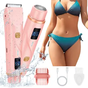 1pc Electric Razors Bikini Trimmer for Women, Body Hair Trimmer, Dual Head Electric Shaver with Ceramic Blade,IPX7 Waterproof & Painless Foil Shaver Razors with USB Charging Led Display,for Armpit Leg Body Facial