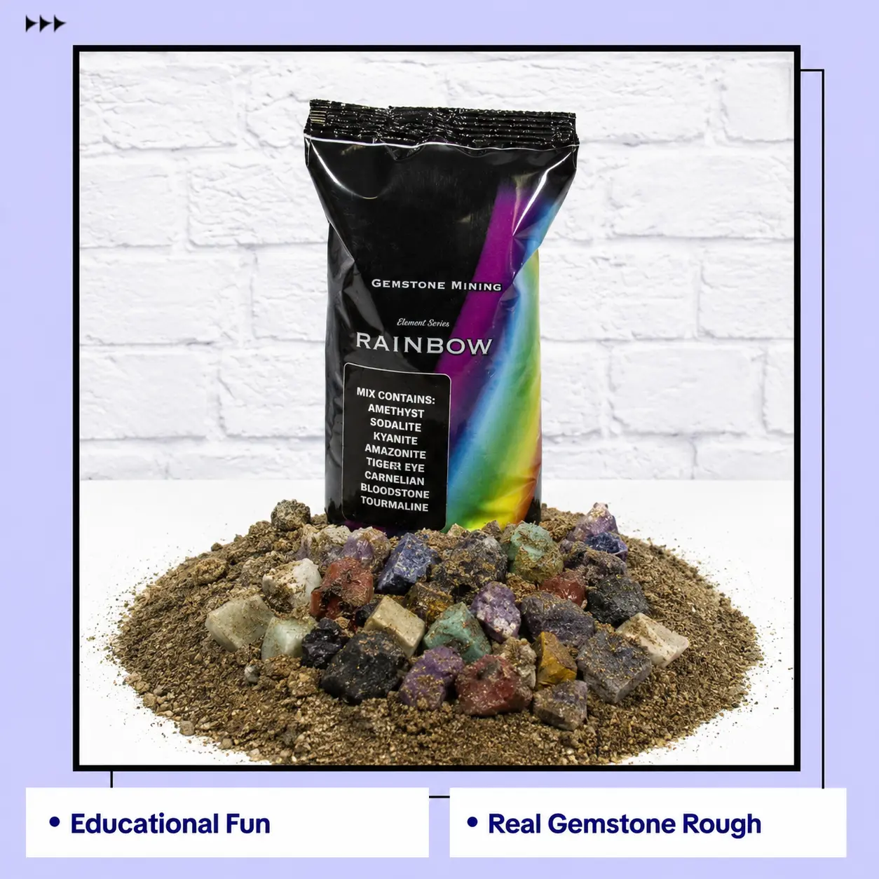 Rainbow Gemstone Mining Bag – Assorted Natural Stones Kit, Educational Crystal Dig Activity Set (9x9x9, 2lb) Amethyst Pink Quartz Amethyst Pink Quartz