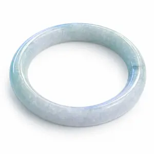 Natural Burmese Ice Mint Jadeite Bangle – Icy White with Soft Floating Mint Bloom 58.8mm