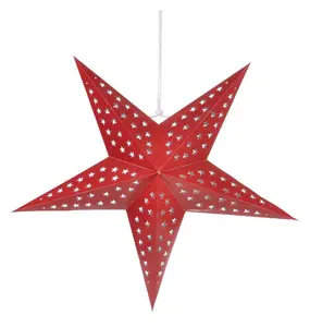 24" Solid Red Cut-Out Paper Star Lantern, Chinese Hanging Wedding & Party Decoration