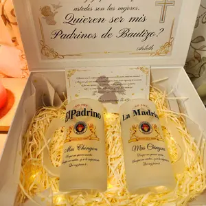 Godparents proposal gift box with a set of two glasses 16oz