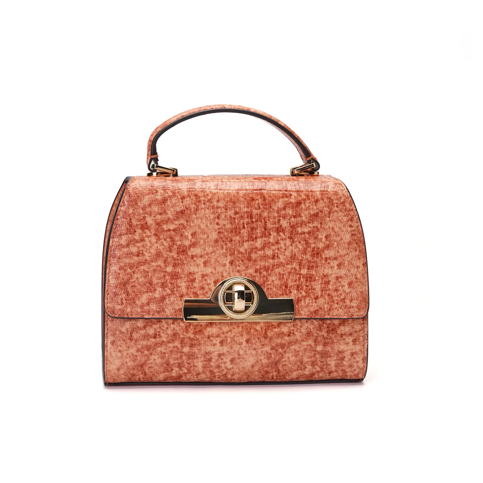 JellyAomos Original Design Lock Real leather Handbag Cowhide 7.8*3.0*5.7inch JY2A0004