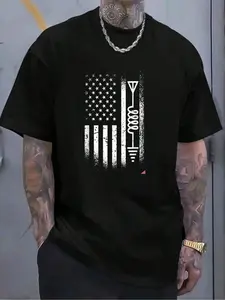 100% Cotton American Amateur Radio Licensed Ham Radio Operator T-Shirt Women's Men's Graphic Tee Crew Neck summer vacation Tops