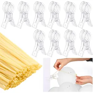 10 Pack Large Balloon Arch Clips 3.5 Inch Heavy Duty Clip and 100 Pcs Clear 260 Long Balloons for Balloon Arch Kit Birthday Decoration Crafts Woodworking Photography Studios
