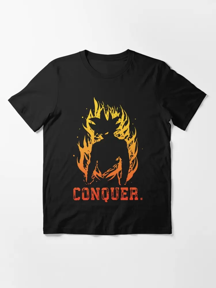 Funny Conquer Saiyan Anime Gym Motivational T-Shirt Dragon Ball Shirt Graphic Tee Manga Shirt Son Goku Gohan Piccolo Krillin Super Power Heroes Movie Tshirt Comic