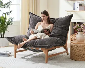 AMERLIFE 46" Oversized Modern Accent Sofa Chair, Sofa-Style Bean Bag with Plush Cushion, Lazy Lounge for Living Room, Ideal Christmas Gift