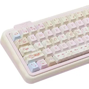 Dye Sub PBT Keycaps Set 145 Keys, Cute Pink Keycap, Cherry Profile Custom Keycaps 60 65 75 100 Percent for 61/64/68/84/87/100/104/108 ANSI ISO Layout MX Switches Gaming Mechanical Keyboard