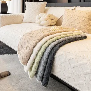 Bohemian Long Plush Warm Sofa Cover, Pet Friendly, Super Soft, Non-Slip Breathable, All Seasons Use, Office & Home Decor