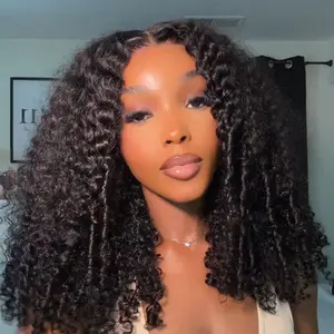 【UPGRADED】Nadula Natural Black Afro Kinky Curly with Finger Coil Ends Drawstring Wig 200% Density Human Hair Wigs Natural Looking Beginner Friendly Glueless 7x5 Lace Wig TikTokShopStockUp